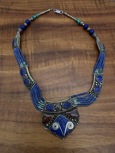 Tibetan Turquoise Lapis Lazuli Handmade Vintage Nepali Necklace 18"