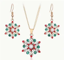 christmas earrings Necklace Set snowflake fashion jewelry NEW Free Ship