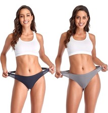 Women  s Black/Gray Thong Underwear 5-Pack  Size Medium Seamless No Show Panties