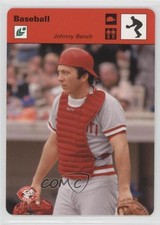 2005 Leaf Sportscasters Red Fielding Cap 7/40 Johnny Bench #24 HOF 3f5