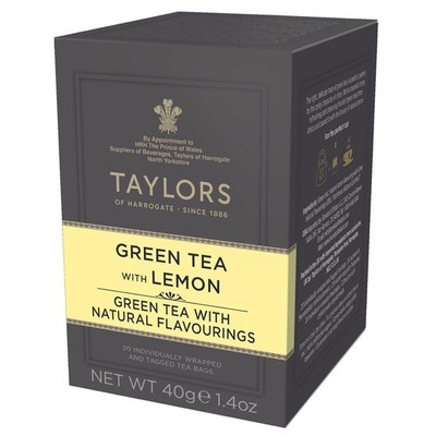 Individually Wrapped Green Tea with Lemon - 20 Count for Energizing Refreshment