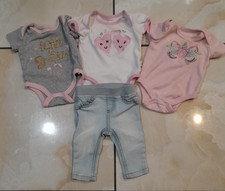 Infant Girls Mixed Lot of 4 Pink Bodysuits and Pants Sz 0-3 months