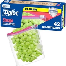 Ziploc Slider Food Storage Freezer Bag Zip Lock Plastic Travel Quart Size 42 Ct*
