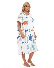 Abahub Light Surf Poncho for Adults Hooded Quick Dry Microfiber Towel Cover Up