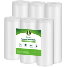 Syntus Vacuum Sealer Bags 6 Rolls: 3x11"x20', 3x8"x20' BPA-Free Food Storage
