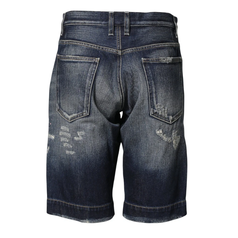 Pantalones Cortos DOLCE & GABBANA Azul Algodón Denim Envejecido Bermuda IT44/W30/XS 500usd Foto 2 de 4