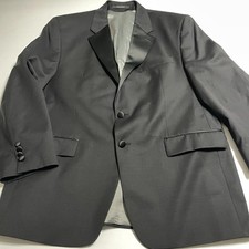 Calvin Klein Mens Wool 2 Button Long Sleeve Lined Tuxedo Blazer Black 44R Tux