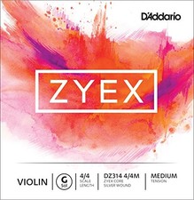 D'Addario Zyex Violin Single G String, 4/4 Scale, Medium Tension