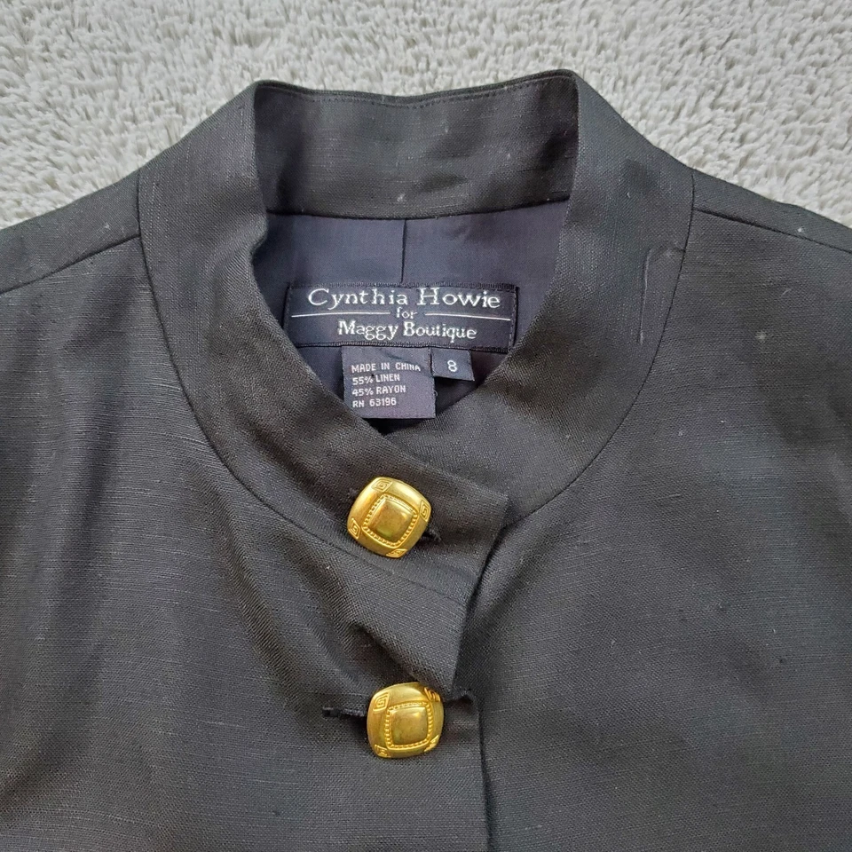 Maxi Vestido Cynthia Howie Lino Mujer 8 Negro Manga Corta Botones Maggy Boutique Foto 2 de 4