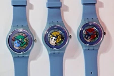 NEW LIMITED EDITION Swatch Skeleton Blue Lacquered Silicone Strap Watch SUON102