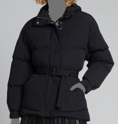 $1365 Ienki Ienki Women's Black Michlin Belted Puffer Jacket Coat Size L