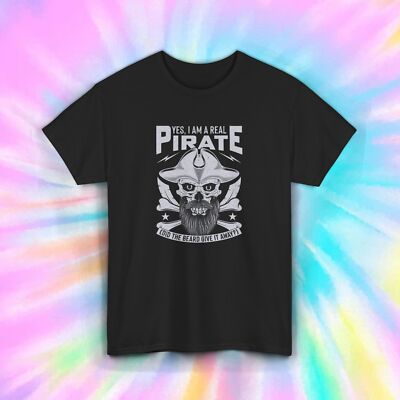 Real Pirate T-Shirt S-5XL Yes I Am a Real Pirate Beard Funny Skull Graphic Tee