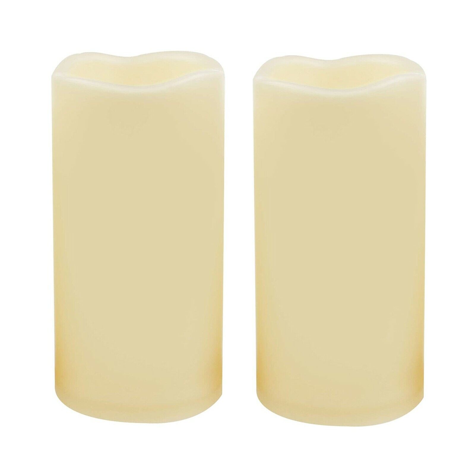 2 Outdoor Timing Flameless Battery Operated LED Pillar Candles Waterproof 3”x6”