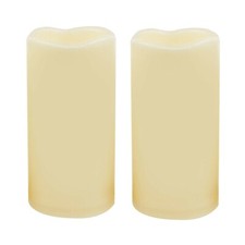 2 Outdoor Timing Flameless Battery Operated LED Pillar Candles Waterproof 3  x6  