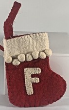 6" Letter Initial Monogram F N O T U Stocking Christmas Holiday Ornament NWT