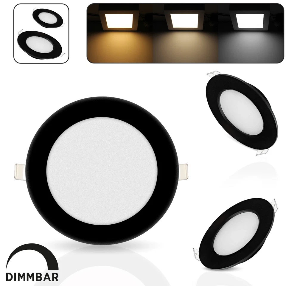 LED Panel Einbaustrahler Deckenleuchte Einbau Leuchte rund Ultraslim Schwarz - Bild 1 von 1