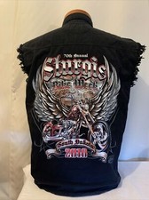 Sturgis 70th Annual Black Hills Rally 2010 Biker Denim Vest Mens Size M Black