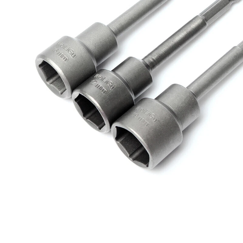 Magnetic 1/4"Hex Bit 6 to 19mm Metric Impact Driver Drill Socket Nut 100mm Long - Image 2 of 4