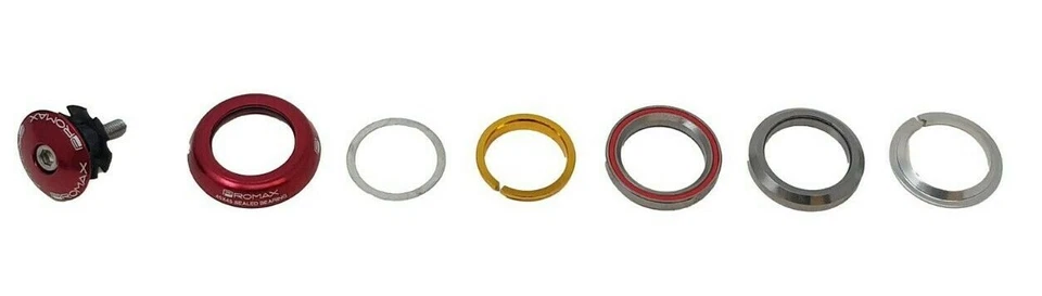 Auriculares integrados de aleación Promax Mtb para bicicleta híbrida 45 x 45 1/8" rojo azul y negro Foto 3 de 3