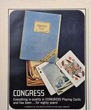 Congress Playing Cards Cel-U-Tone Finish MCM Backs Vintage Print Ad 1964