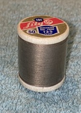 Vtg Lily 125 Yds Gray #150 Thread Styrofoam Spool USA Made