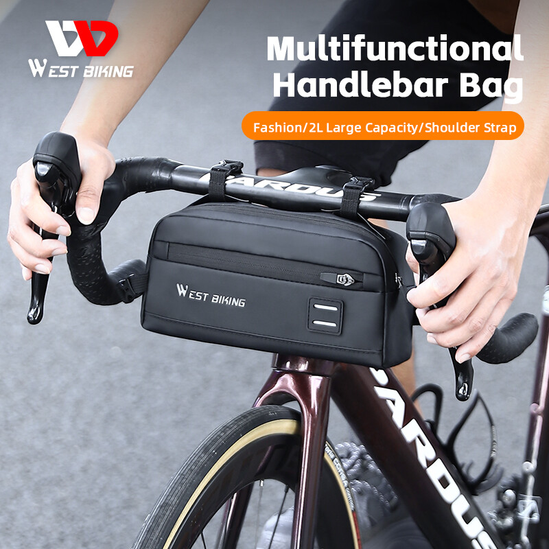 WEST BIKING Moda Riflettente Bici Manubrio Borsa Borsa a Tracolla 2L foto 4