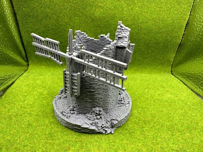 HO scale Building Grimdale Destroyed Windmill 1:87 scale 3D print