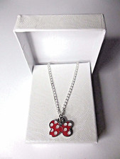 Image of NEW Double Sided Disney World Minnie Mouse Bow Pendant on Silver Plated Necklace