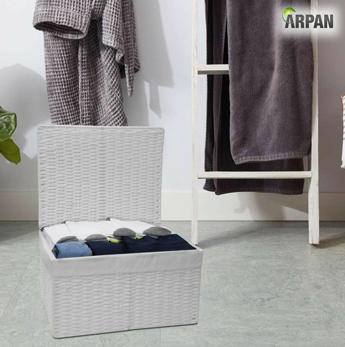 Paper Rope Woven Storage Xmas Hamper Basket Box with White Cloth Lining - Picture 18 of 25