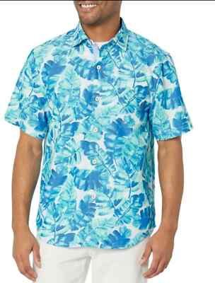 TOMMY BAHAMA Coconut Point Jungle Grove Camp Shirt Blue Canal  Men's SZ 2XL-Big