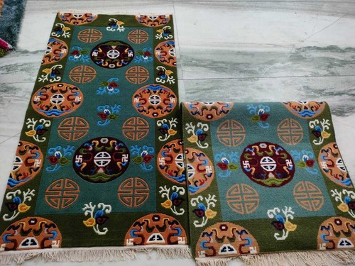 Printed Indo Tibetan Woolen Handmade Rugs 2 Piece Hand Knotted Carpet & Rug 3x6 - Picture 24 of 40