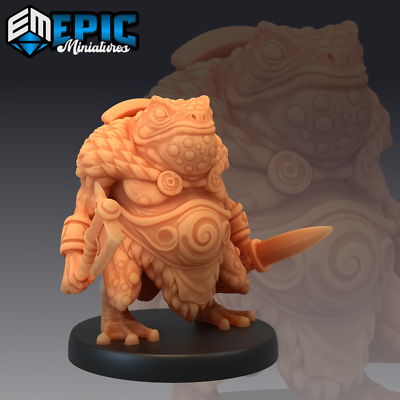 Miniatura Toad Folk Per Dungeons And Dragons - Rana Guerriera Umanoide Fantasy, 28mm, Epic Miniatures