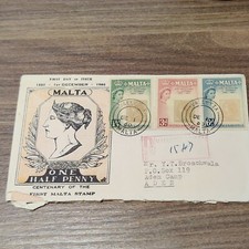 Malta FDC 1960 One Half Penny Centenary Of The First Malta Stamp to Aden Camp