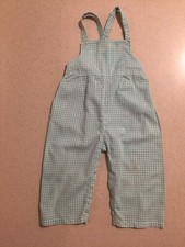 Vintage 1950s 1960s Kids Toddler Girl Light Green Gingham Overalls 2T 3T