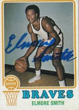 ELMORE SMITH MILWAUKEE BUCKS SIGNED 1975 TOPPS CARD #16