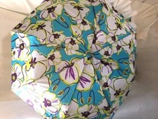 NEW SAGE  EMILY BLUE YELLOW PURPLE FLOWER COMPACT TRAVEL UMBRELLA AUTO OPEN