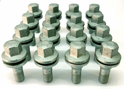 16 x OE Alufelge M12 x 1,25 Flachsitz 17mm Sechskantschrauben - Peugeot