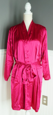 Adonna Gold Robe NWT Adonna Satin Robe Size Large Matching Belt Berry Ruffle Trim ...