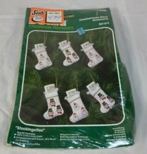 Vtg Bucilla Counted Cross Stitch Ornaments KIT 49000 Stockingettes SEALED