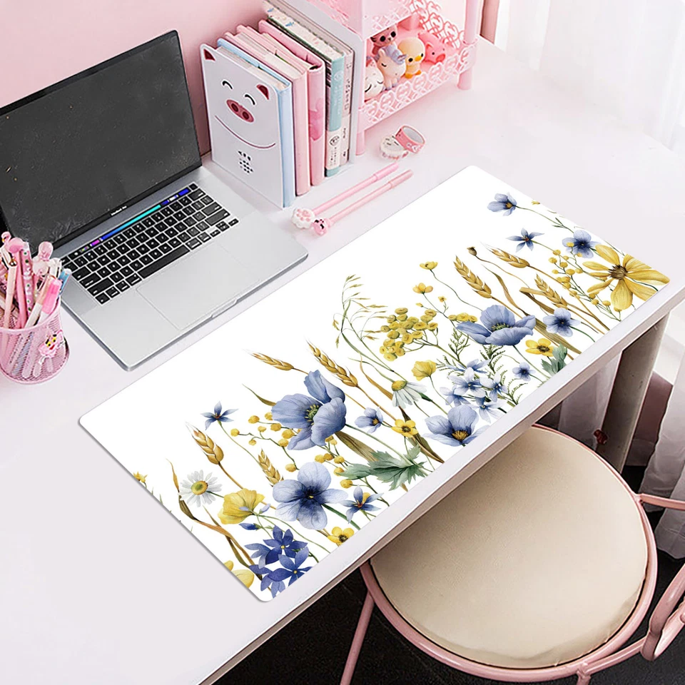 Plant Blue and Yellow Mouse Pad Wildflower Mouse Pad for Keyboard and Desk Mat - Image 3 of 4