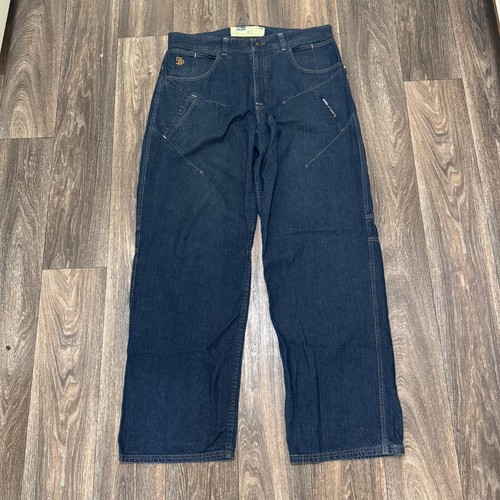 VTG State Property Jeans Mens 38 Dark Wash Baggy Skater Hip Hop Y2K 00s Rocawear - Picture 3 of 18