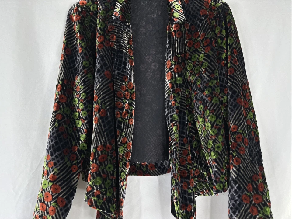 Anthropologie Ett Twa 天鹅绒开衫女式 8 码花卉长袖波西米亚风 — 第 3/4 张图片