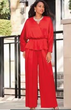 Size L Ashro Red Formal Dinner Party Date Nalora Pant Suit Set