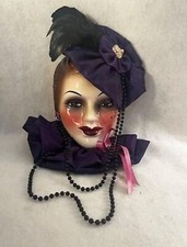 Vintage Mardi Gras Carnival Mask purple, black feathers beads