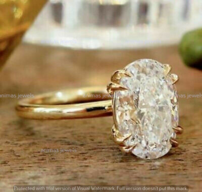 Oval Ring Thin Gold Band Carat Oval Solitaire Yellow Gold Carat