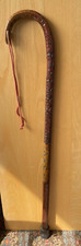 Vintage Unique 33.5" Solid Wood Walking Stick Curved Handle Cane w/Designs
