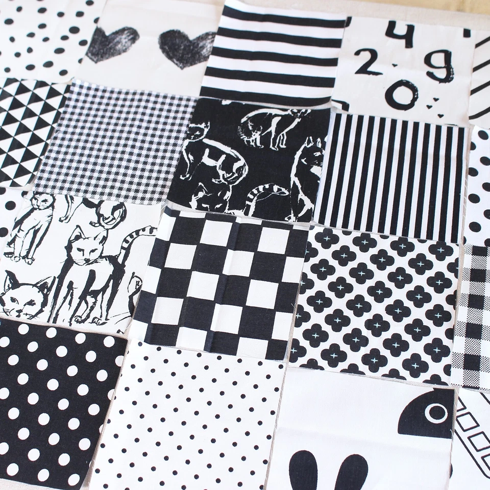 100 черно-белых предварительно нарезанных 4-дюймовых квадратов хлопчатобумажной ткани для квилтинга обрезков шитья рукоделия - Изображение 3 из 4