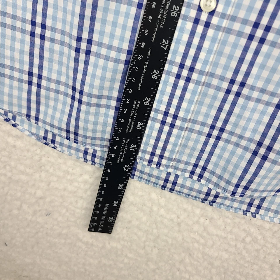 L L Bean Dress Shirt Mens Large Blue Plaid Traditional Fit Cotton Button Up - Image 4 of 4