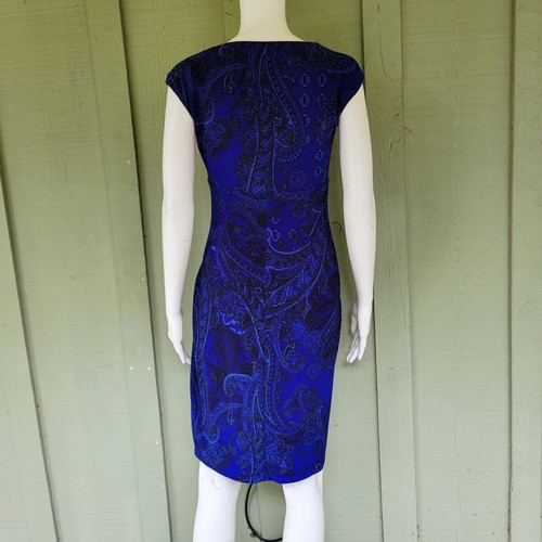 RALPH LAUREN Blue Paisley lSlinky Ruched Dress 2 - Picture 3 of 4