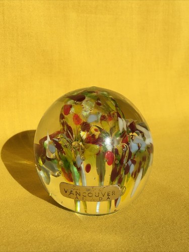 Vintage Colourful Lampwork Confetti Art Glass Paperweight Pontil Mark Unsigned - Picture 2 of 8
